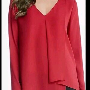 Karen Kane Vibrant Red V-Neck Blouse
